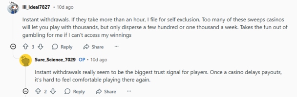 User Review for Withdrawal